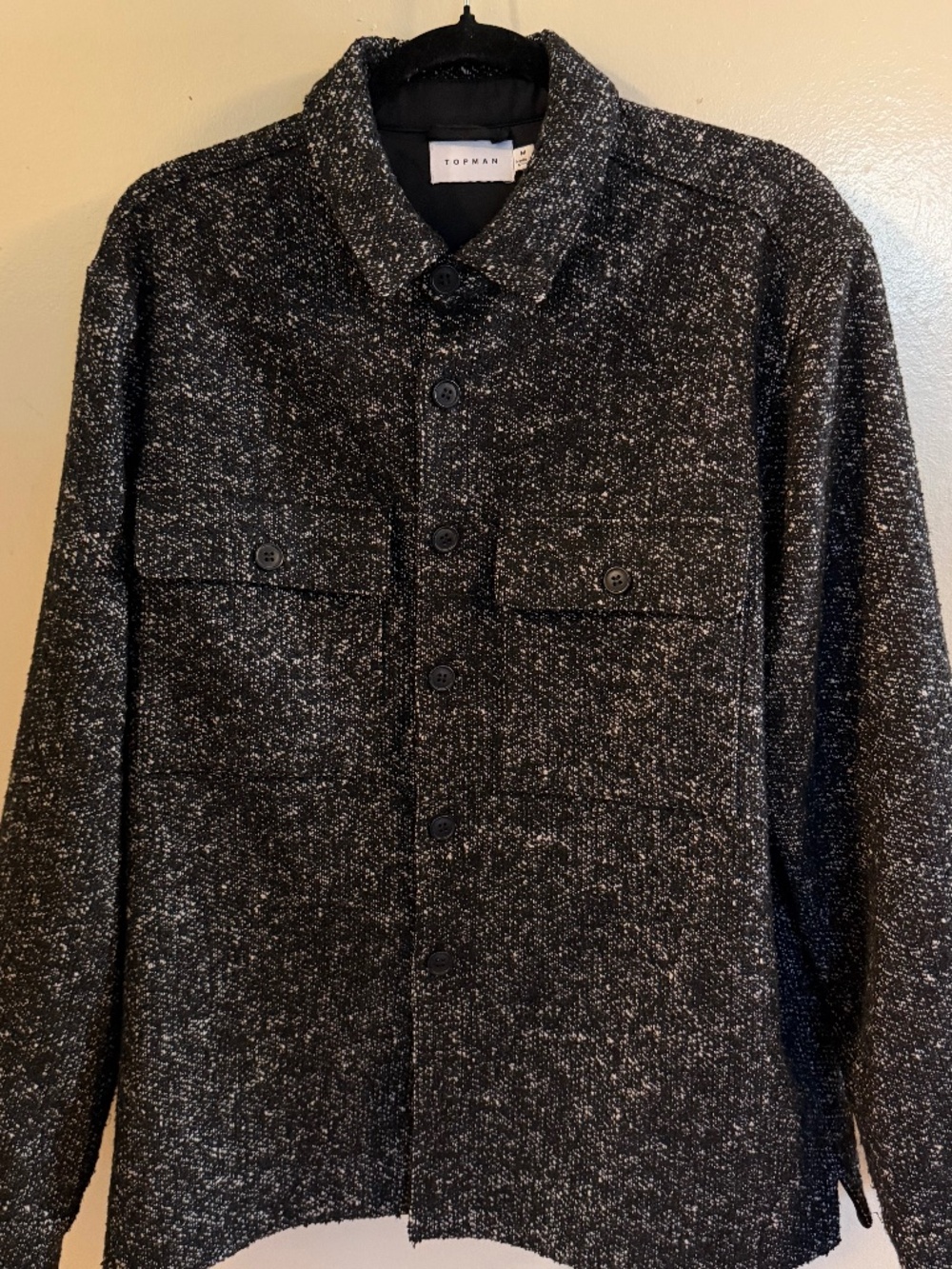 Topman Black & White Bouclé Overshirt Jacket Men’s Medium